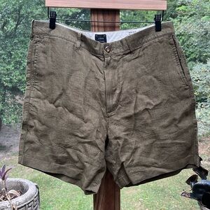 J Crew green linen shorts 34x7